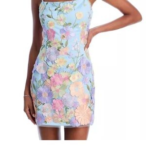 NWT “Aqua” Bloomingdale’s Embroidered Dress with Spaghetti Straps